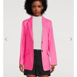 RAG & BONE Charles Boyfriend Blazer Linen Magenta Pink